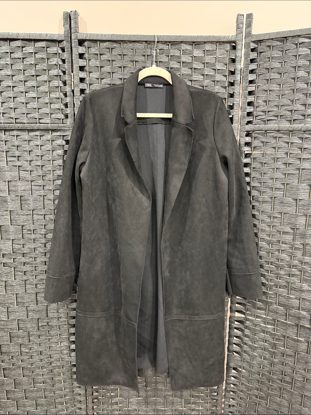 Zara Black Suede Long Trench Coat